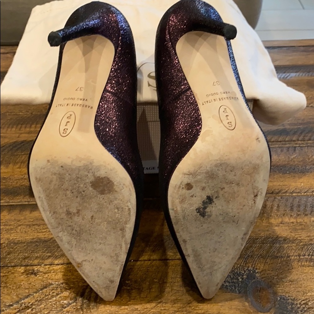 SJP by Sarah Jessica Parker Plum Glitter Pointed Toe Pumps - Picture 4 of 5